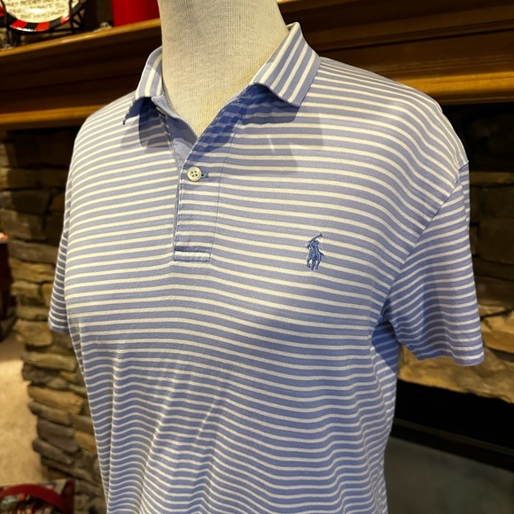 Polo Ralph Lauren Tops - POLO Golf ⛳️ Ladies Periwinkle & White Micro-Stripe Cotton Golf Shirt - Sz SMALL